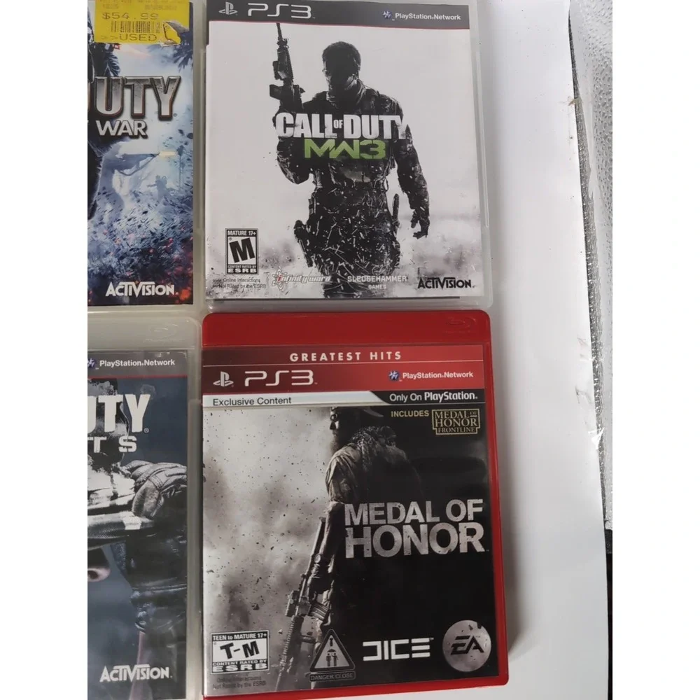 Lot Of 7 COD MW3 WORLD AT‎ WAR GHOSTS Black Ops 1&2 Adv War MEDAL OF HONOR PS3